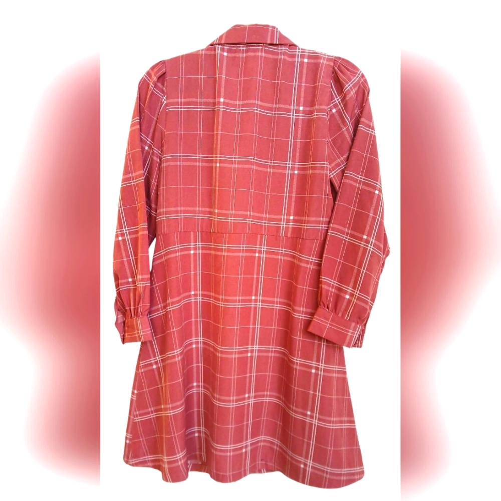 Women's Red And White Plaid Button-Up Shirt Dress-Size S NWOT - Picture 2 of 6